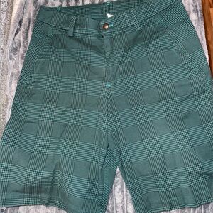 Men’s Lululemon Green Gray Plaid Commission Shorts Golf Walking Size 32 EUC